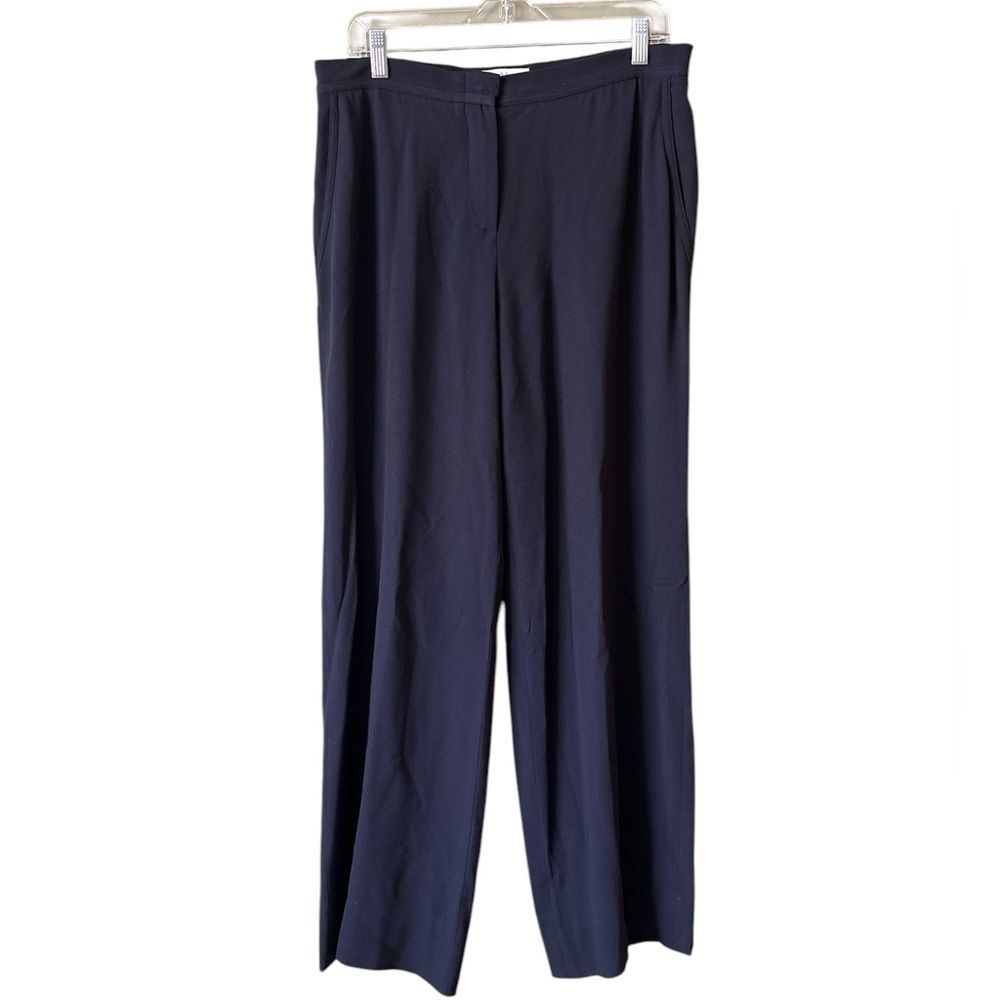 Max Mara Black/Navy Wide Leg Trouser Pants Sz 12 Office Workwear